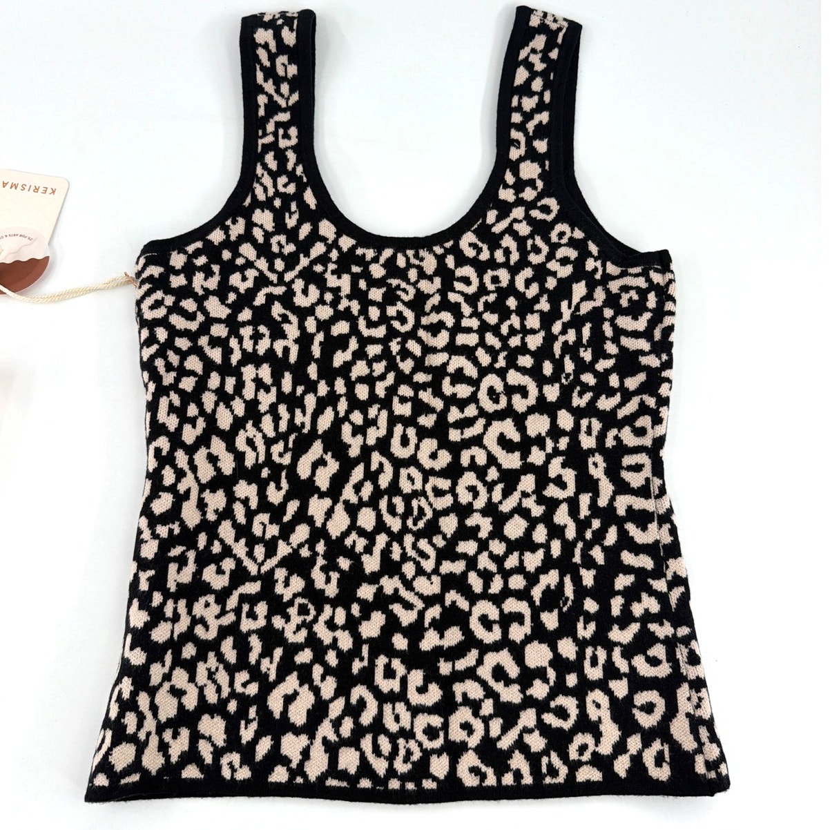 Kerisma Sweater Tank Leopard Print G1305 Women's Black Cream Size S/M — image 7 of 8